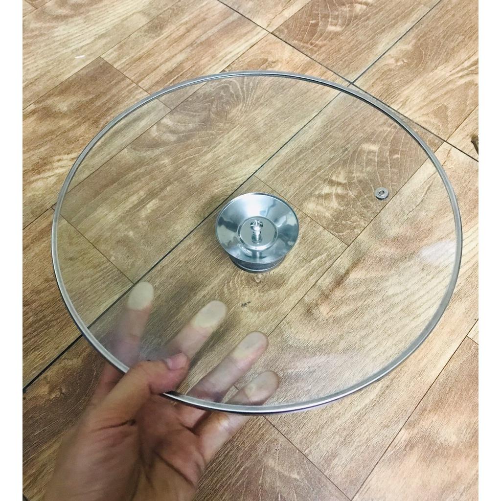 Nắp vung kính cường lực viền inox size 28.5 và 30.5cm