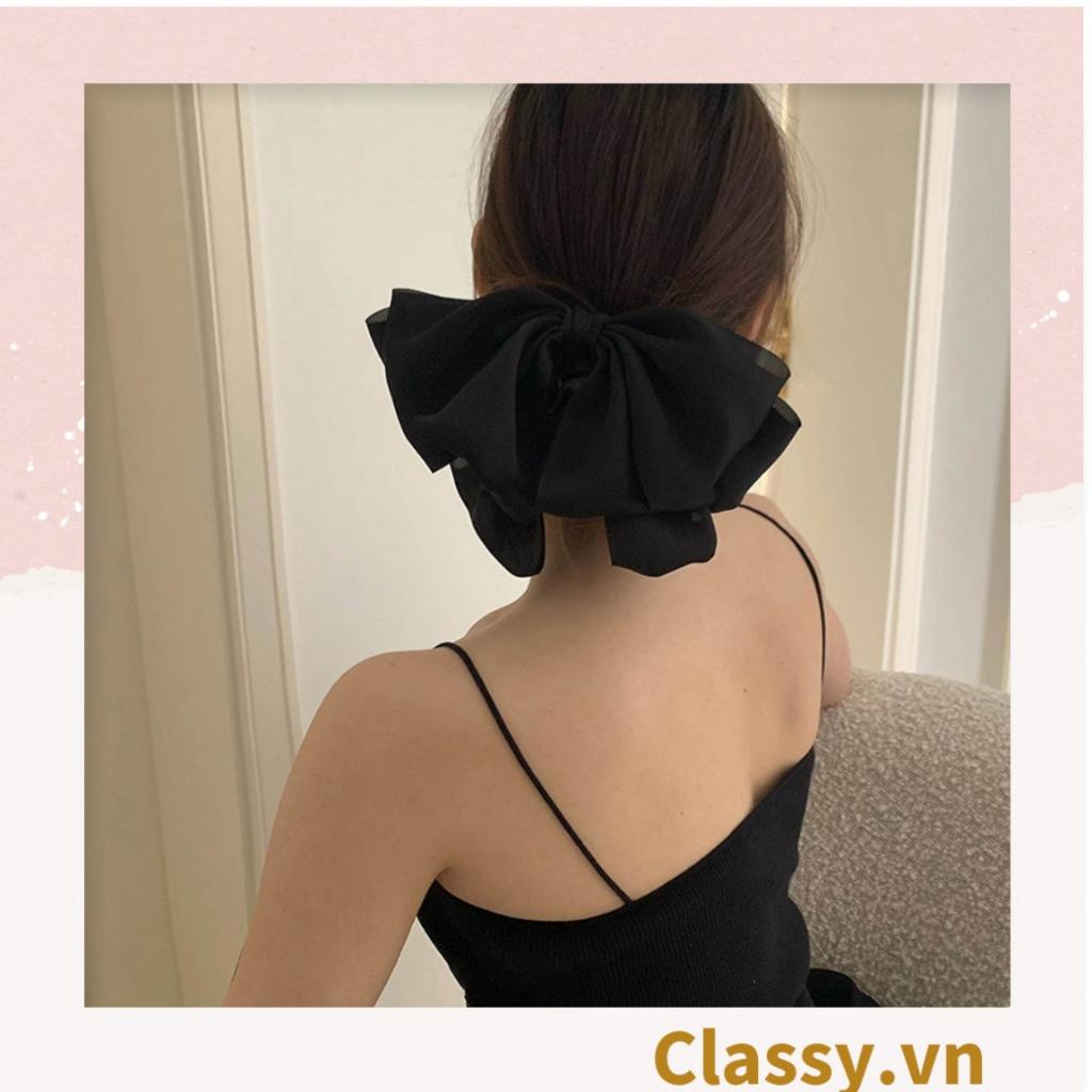 Dây cột tóc nơ đen Classy  hai lớp tạo nét nữ tính cho nàng PK1398