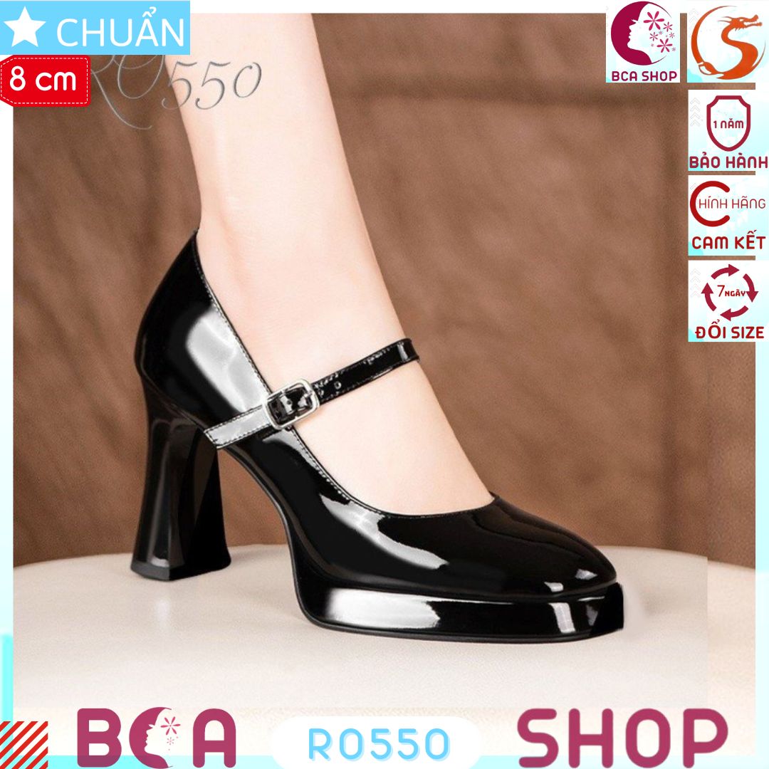 Giày cao gót nữ 8p RO550 ROSATA tại BCASHOP mũi vuông thiết kế thời trang và đẳng cấp, màu đen