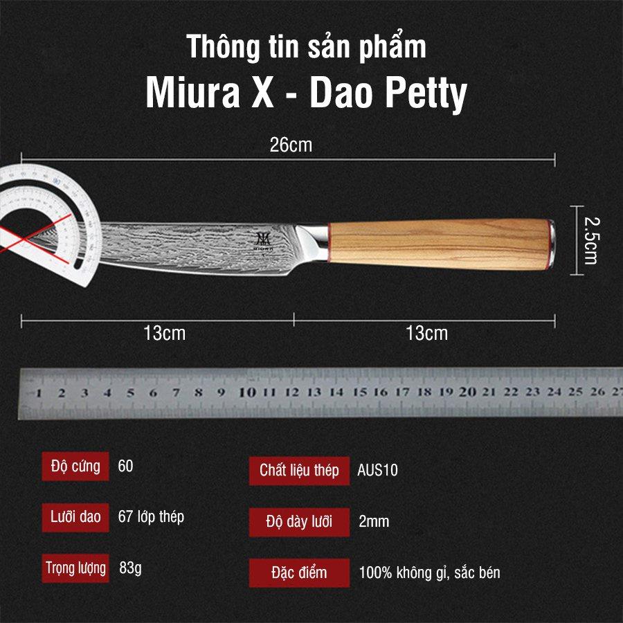 Dao Nhật cao cấp Miura X Petty - Dao thái hoa quả không phôi nhiễm kim loại