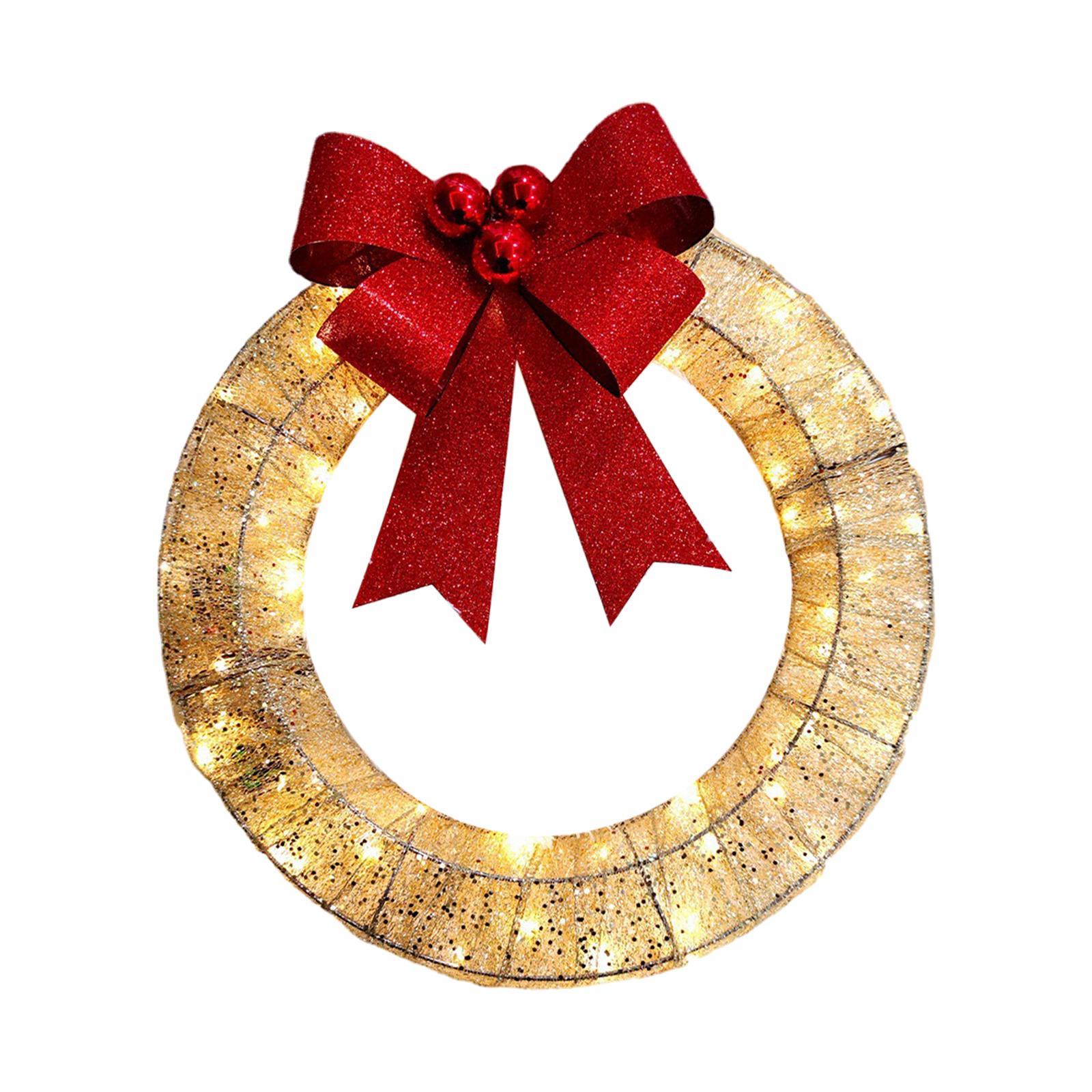 Christmas Wreath Flower Wreaths Ornaments Warm Light Wreath Front Door Wreath for Outdoor Home Window Living Room Balcony