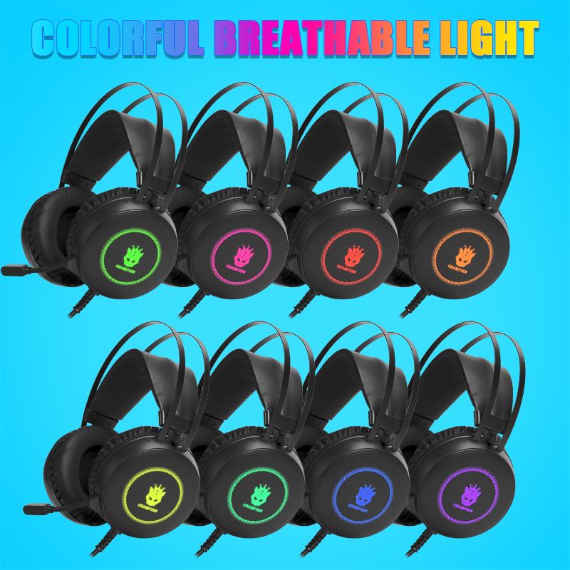 Tai Nghe Game Thủ 7.1 Kênh Với Micro Tai Nghe Chơi Game Âm Thanh Vòm Tai Nghe Chụp Tai Chuyên Nghiệp Đèn RGB Cho Máy Tính Máy Tính PUBG