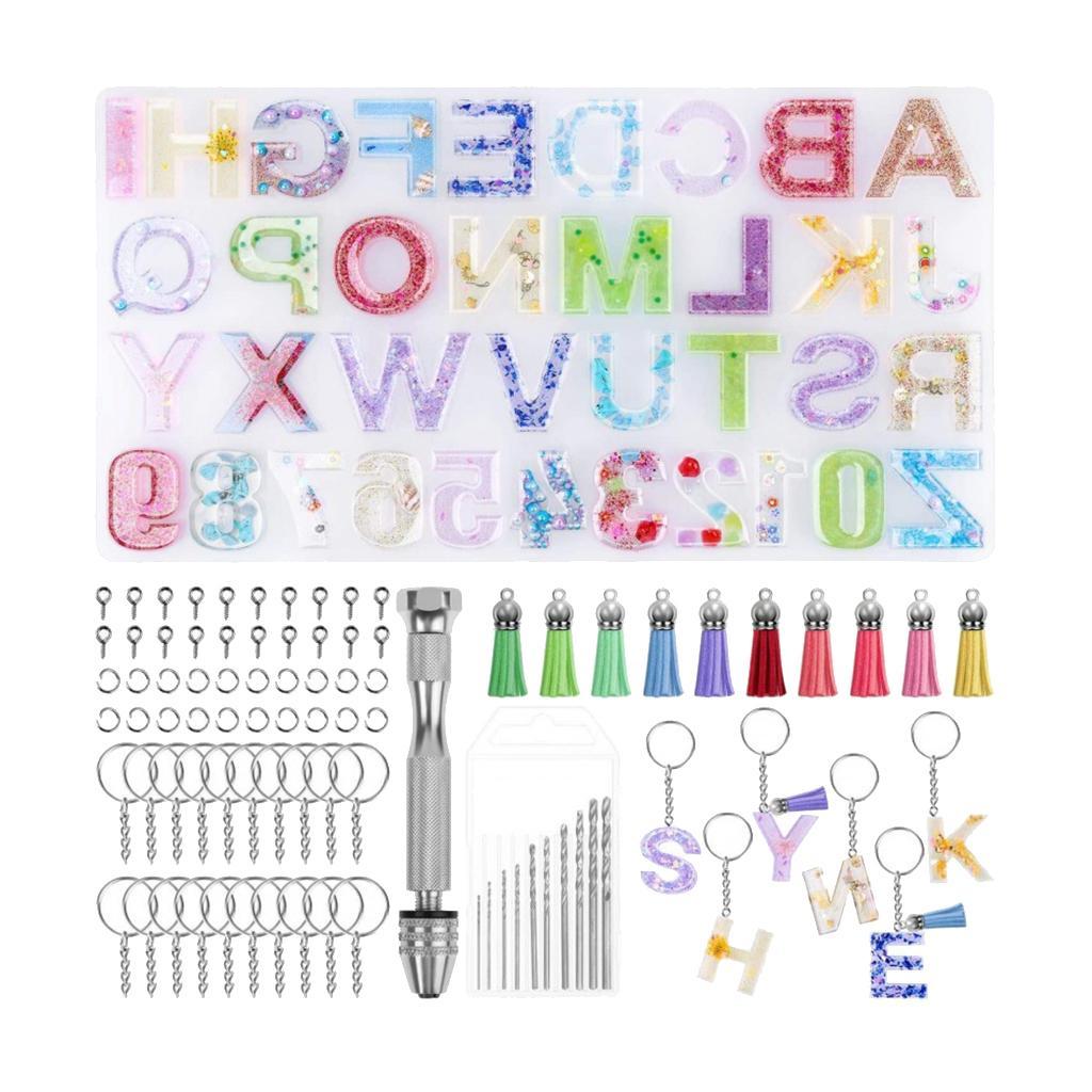 172pcs Kit Resin Alphabet Number Silicone Mold DIY Craft Casting Resin Mould Set