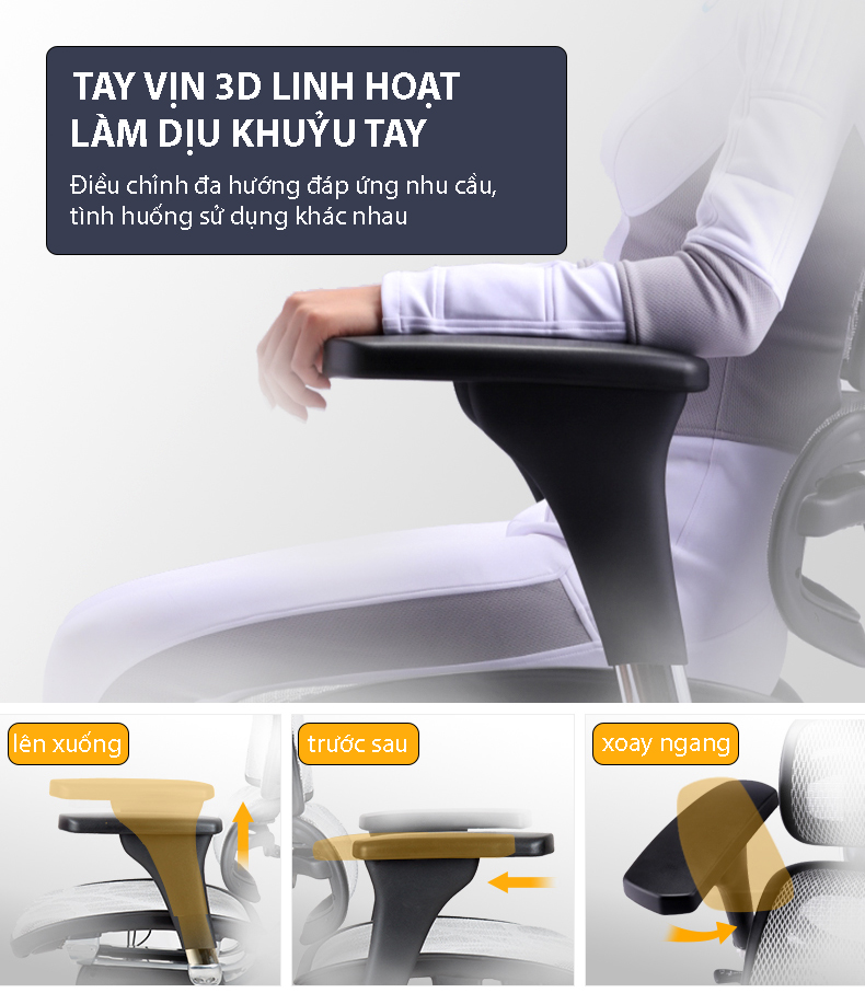 Ghế Công Thái Học cao cấp, ghế xoay văn phòng Nghia Furniture hỗ trợ cột sống cực tốt Ergohuman-C