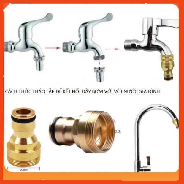 Bộ dây vòi xịt nước rửa xe, tưới cây . tăng áp 3 lần, loại 7m, 10m 206701 đầu đồng,cút đồng+ tặng móc khoá