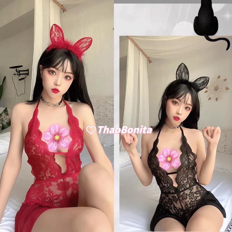 Bodysuit xẻ đáy ren dây lưng cực gợi cảm Y8411. Giao hoả tốc HCM