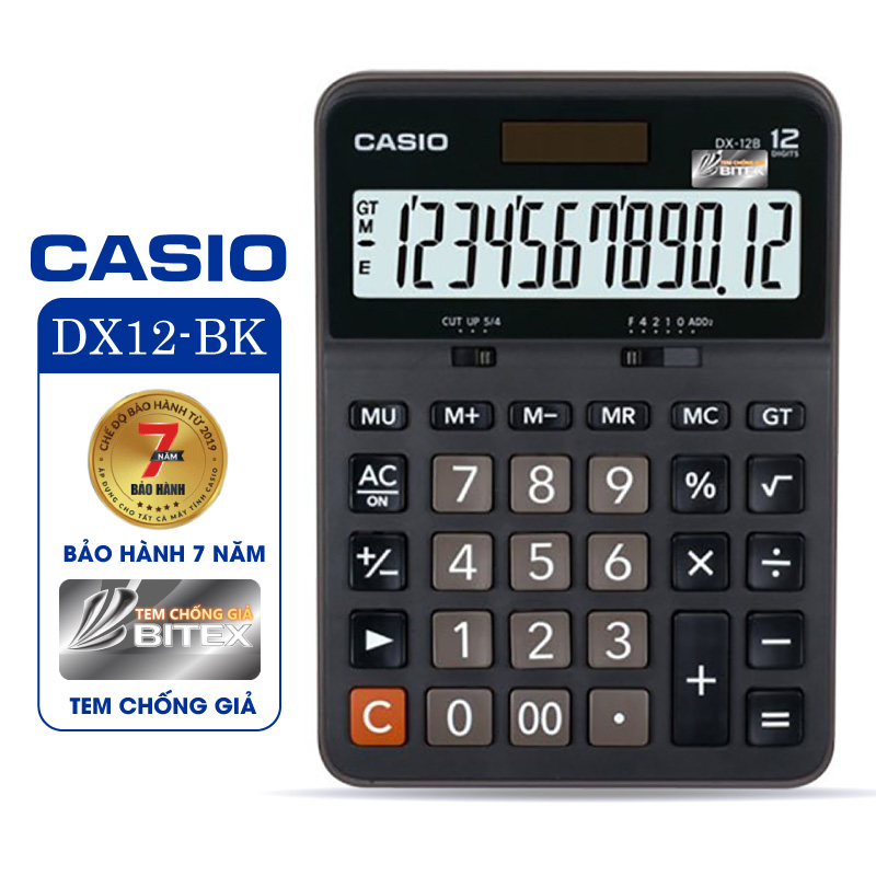 Máy tính Casio DX-12B, Bảo hành 7 năm - Hàng chính hãng Bitex