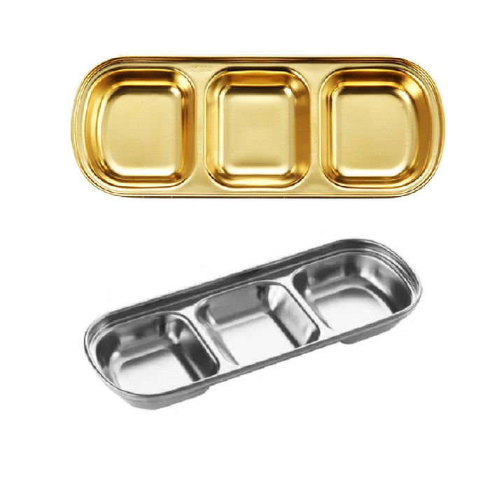 Khay Đựng Nước Sốt , Nước Chấm 3 ngăn Bằng Inox 304 Chất Lượng Cao