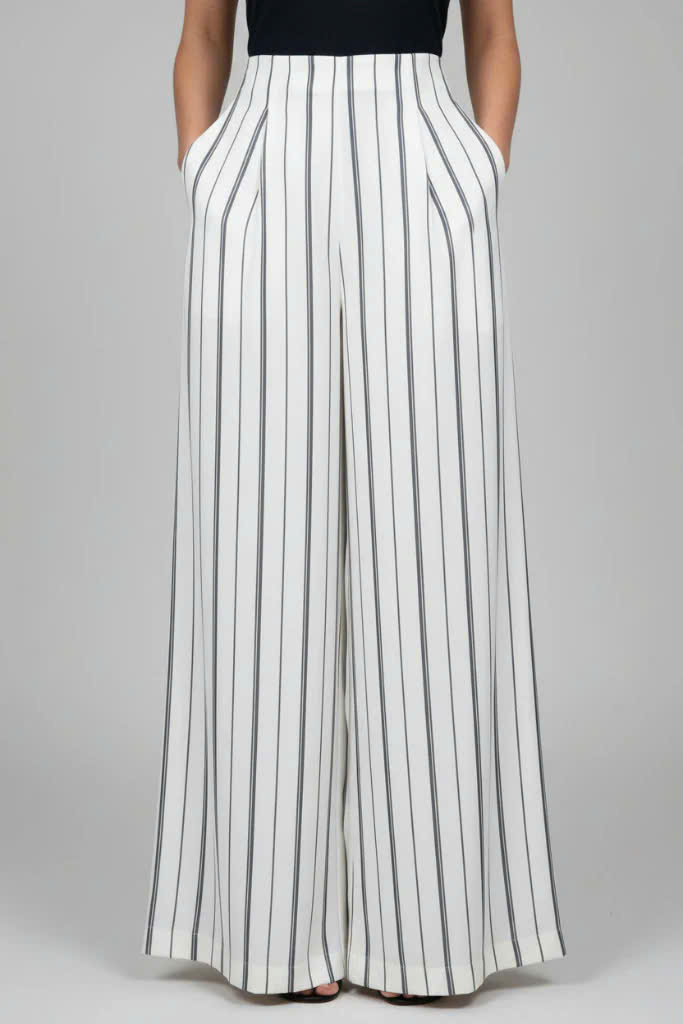 Quần Ống Rộng Palazzo Trắng Sọc Đen Pan030 Thời trang Hity