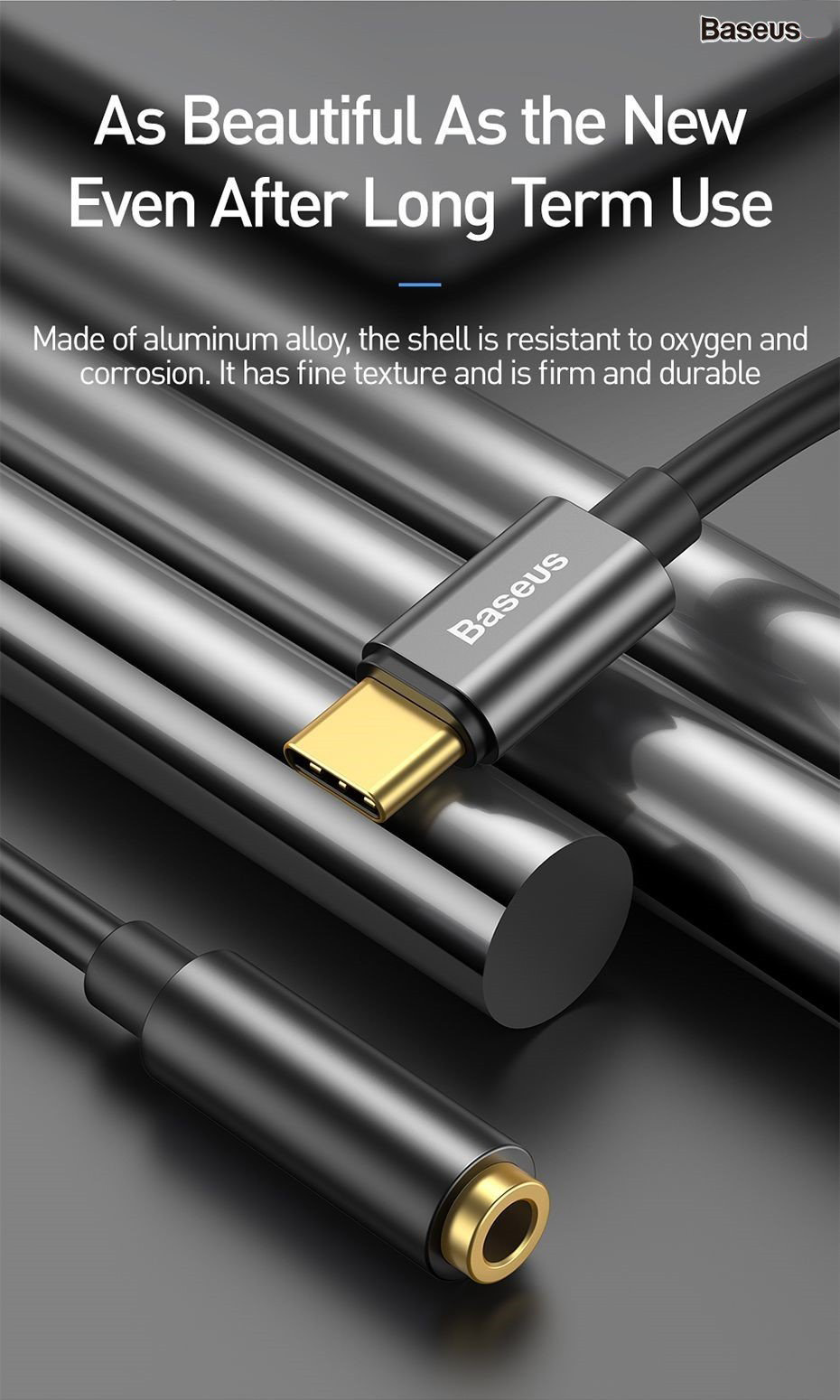 Đầu chuyển Type C sang Audio AUX 3.5mm Baseus L54 -Hàng Chính Hãng
