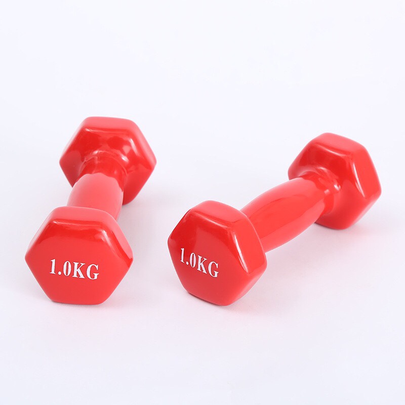 Tạ tay nữ 1kg lõi gang đặc bọc cao su tập gym yoga chống trơn trượt, xước sàn