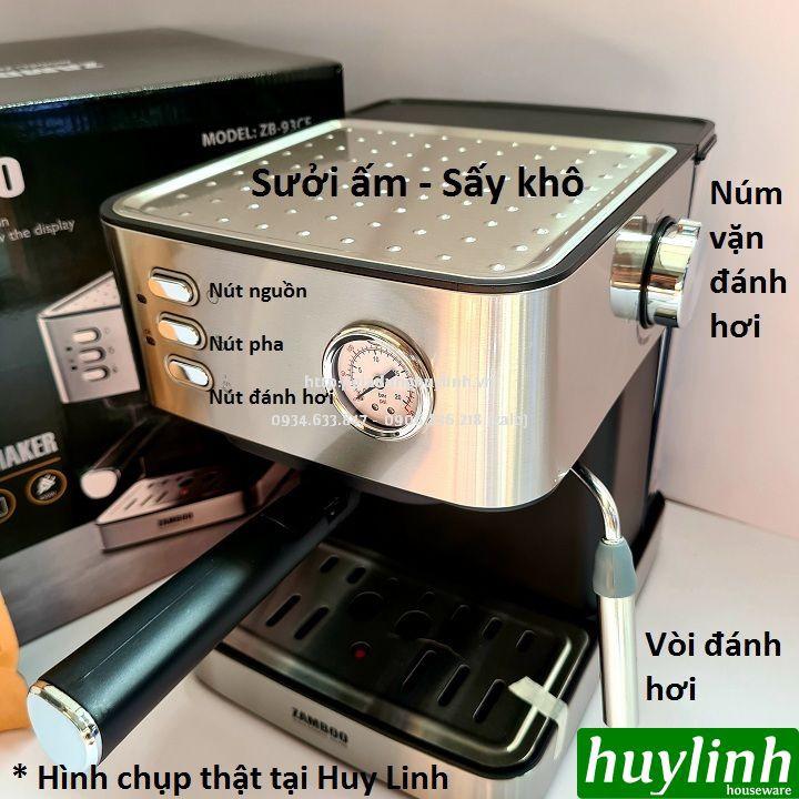 Máy pha cafe gia đình Zamboo ZB-93CF - 850W - áp suất 15 bar - Tặng 500gr cà phê - Hàng chính hãng