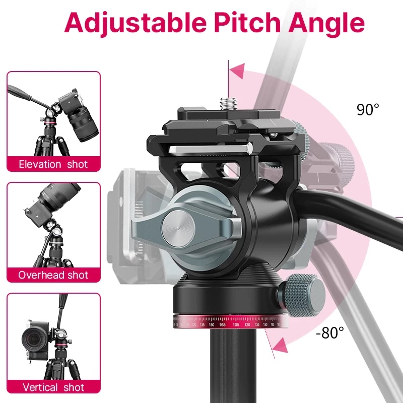 Đầu Xoay Cho Chân Máy Chụp Ảnh Ulanzi U-190 Bằng Hợp Kim Nhôm 1/4 Pan Tilt Tripod Head - Hàng Chính Hãng