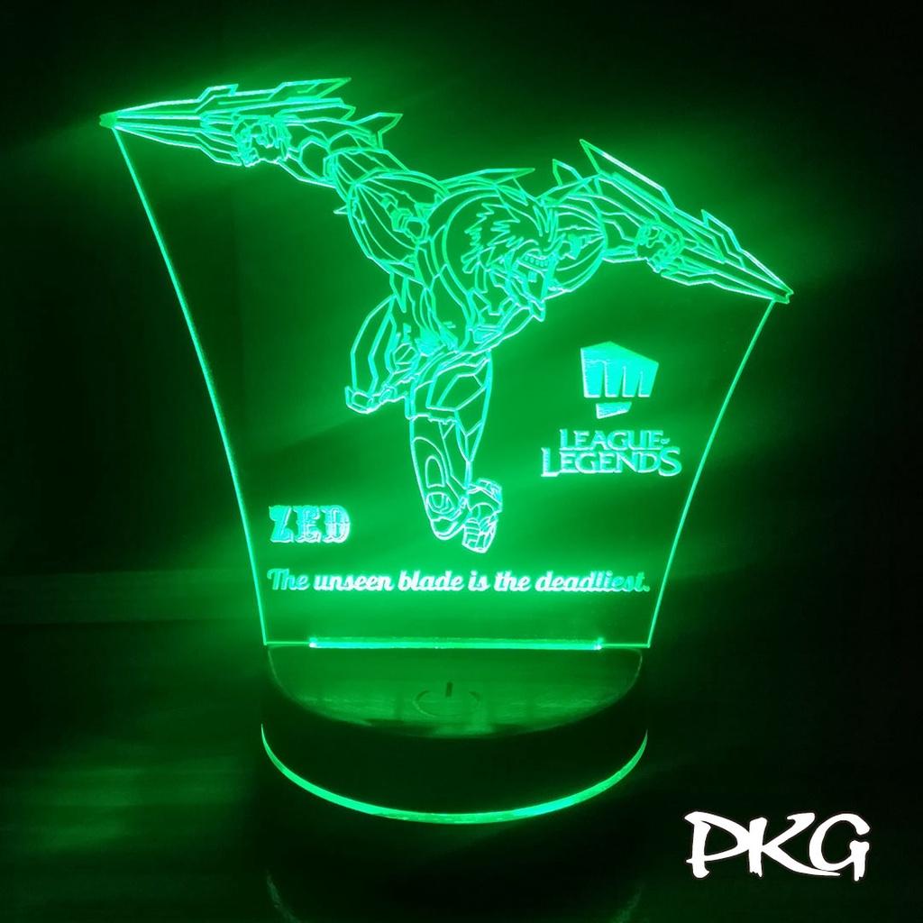 Đèn Ngủ Led 3D tướng ZED SIÊU PHẨM HÀNG HIỆU LMHT nháy sáng 16 màu cảm ứng điều khiển từ xa