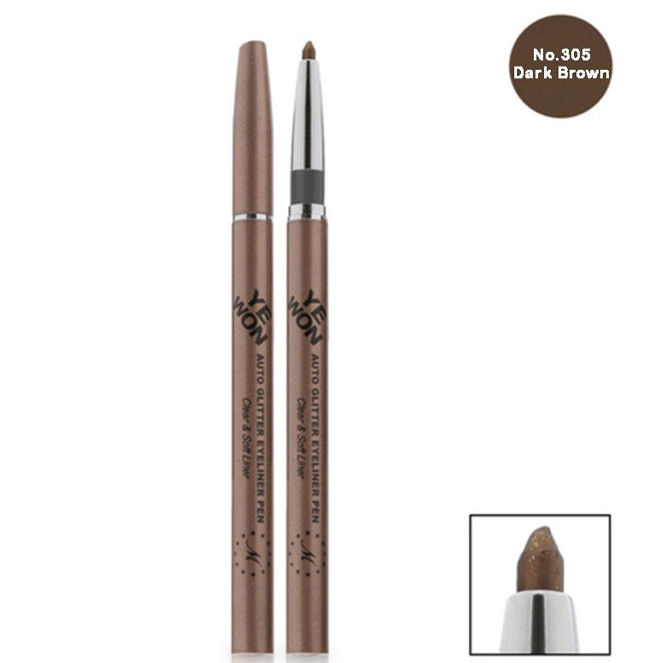 Chì Kẻ Mí Kim Tuyến Mira Glitter Auto Eyeliner Pen - Nâu Sậm B762-305