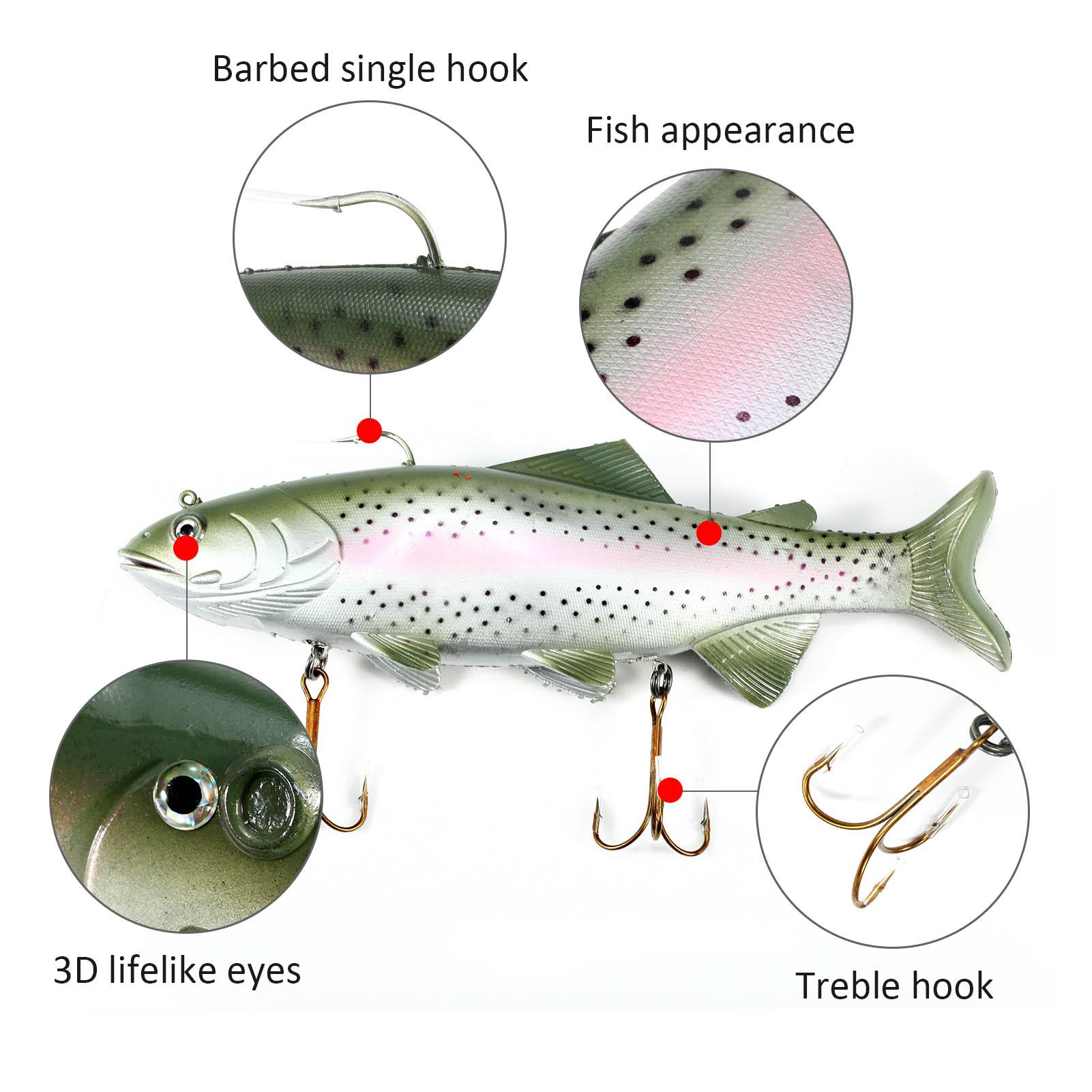 30cm / 11.8 Inch Lifelike PVC Fishing Lure Soft Bait Artificial Sea Fishing Lure with Hooks