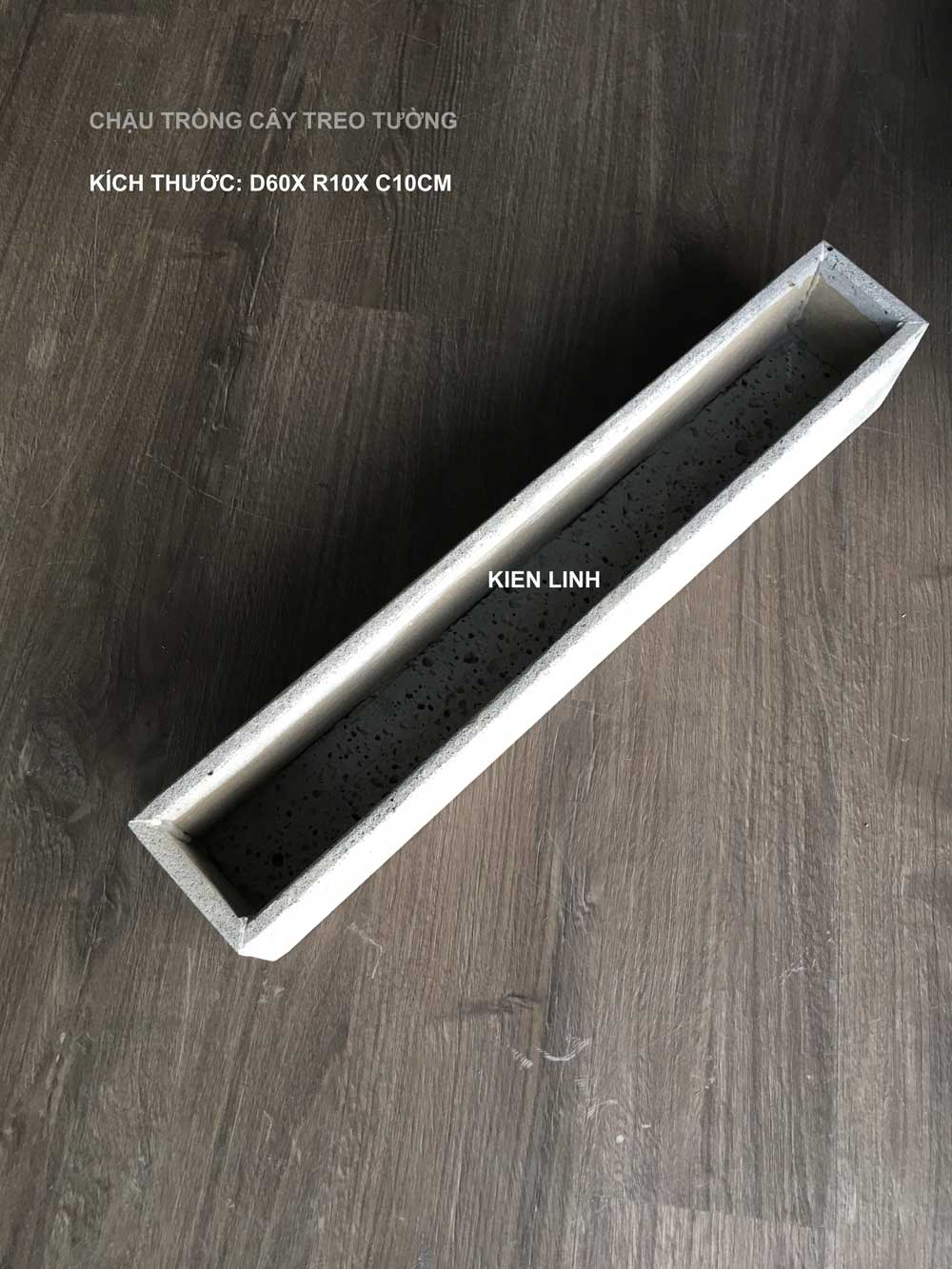 Chậu hình chữ nhật D60x C10x S10cm trồng cây treo tường ban công sân vườn, ốp tường giếng trời đẹp
