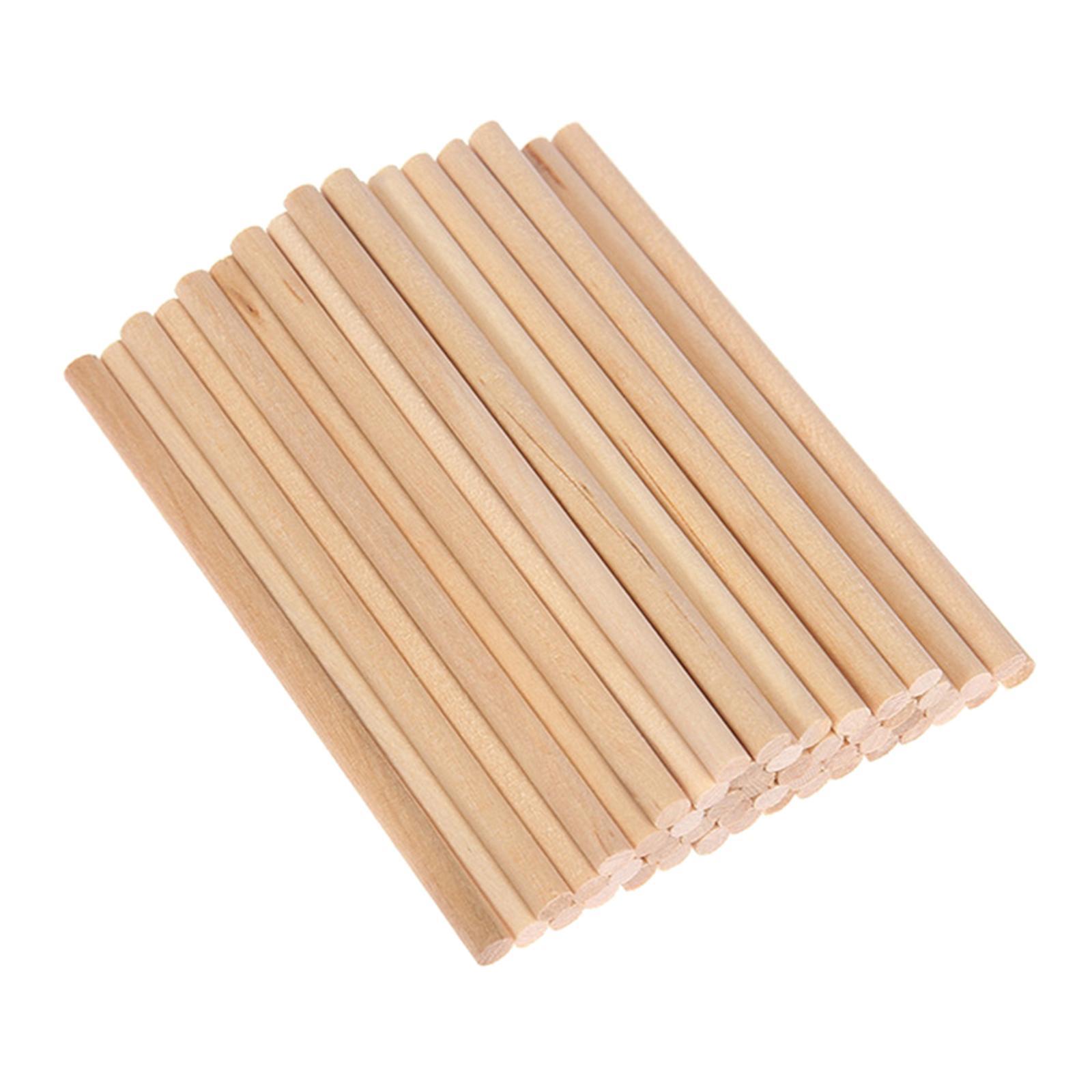 100Pc Unfinished Wood Sticks Wooden Dowel Rods for Model Art Crafts DIY