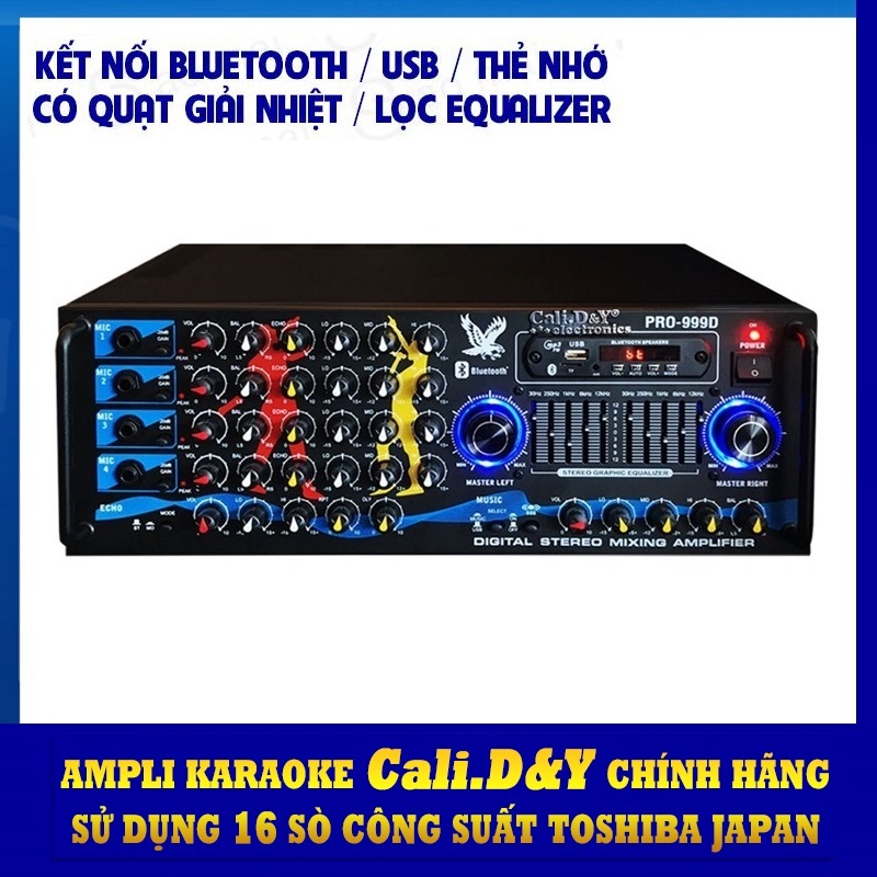 Amply Bluetooth Karaoke gia đình 16 sò lớn Cali.D&Y PRO 999D - Hàng chính hãng