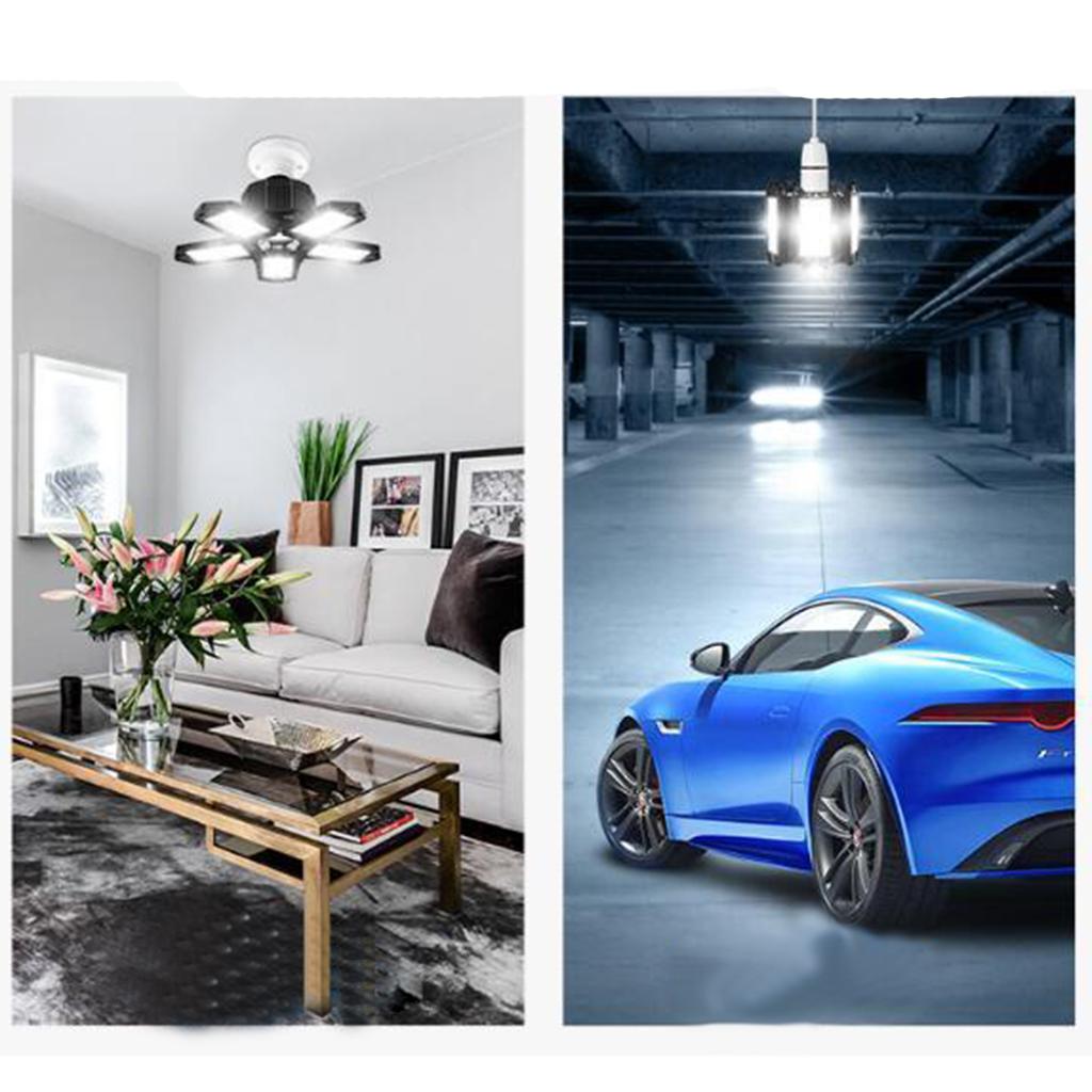 LED Garage Light, Ultra Bright 80W LED Garage Ceiling Lights with E26/E27 Screw Socket, 5 Adjustable Panels 6500K Shop, Barn, Bay Lighting