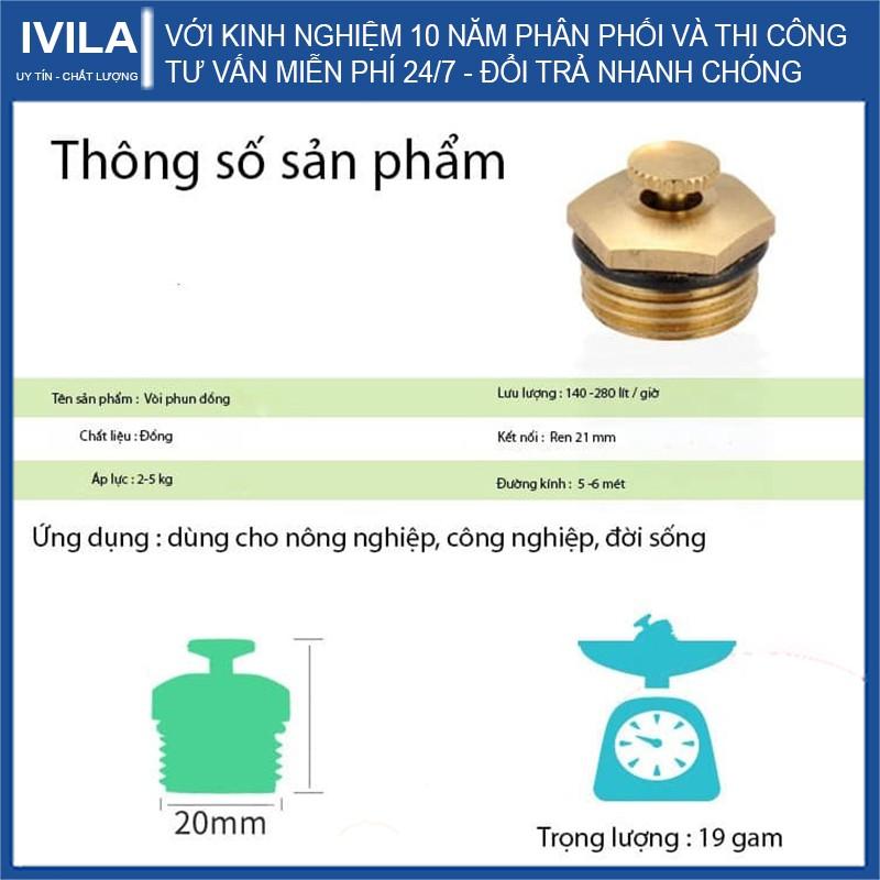 Béc phun sương bằng đồng nguyên chất hình cánh quạt ( ren ngoài 21mm) bán kính lên tới 6-8 mét 206789