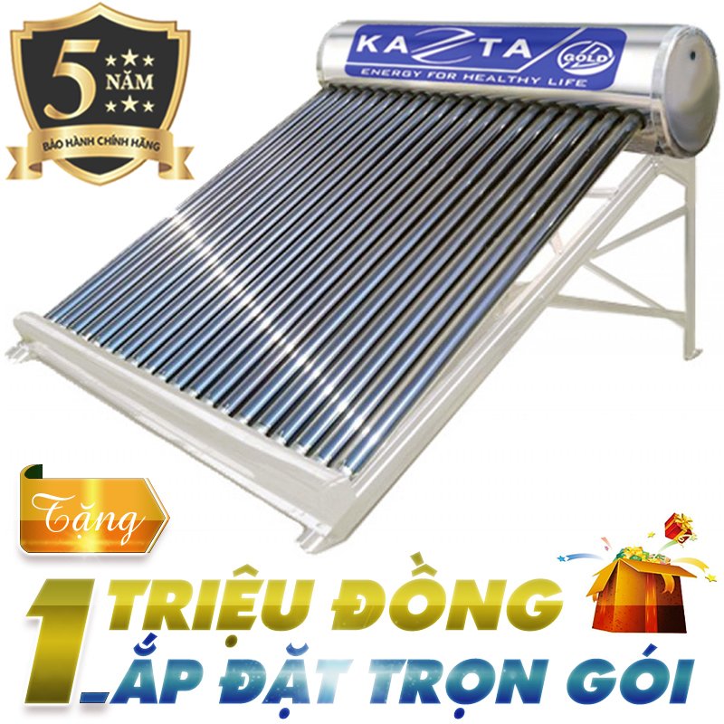 Máy Nước Nóng Năng Lượng Mặt Trời KAZTA Gold Inox SUS304 - Dung tích đa dạng từ 120L-300L