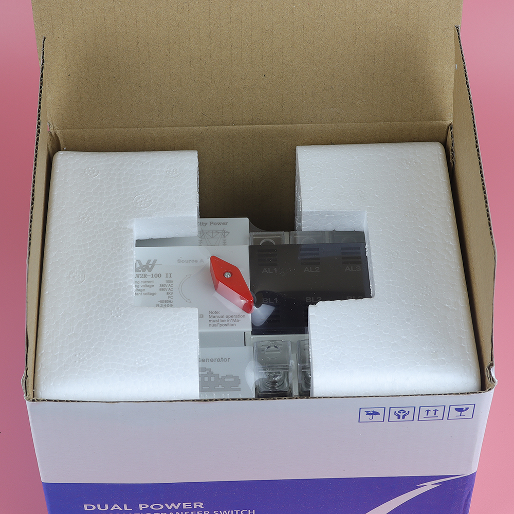 Bộ chuyển nguồn tự động, chuyển đổi hai nguồn điện LW ATS 4P 100A cho điện 3 pha không gián đoạn