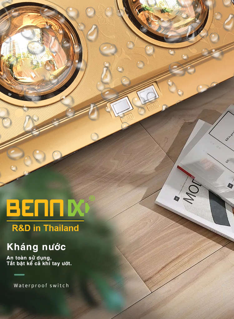 Đèn sưởi nhà tắm Bennix 2 bóng BN-2G - Hàng chính hãng