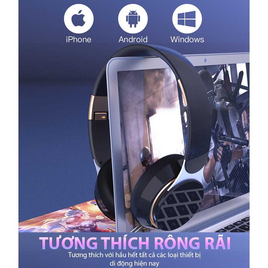 Tai nghe chụp tai Bluetooth FLOVEME B07 - Thiết kế thời trang và tinh tế - Âm thanh HIFI đầy sống động - Độ trễ thấp - Hàng chính hãng