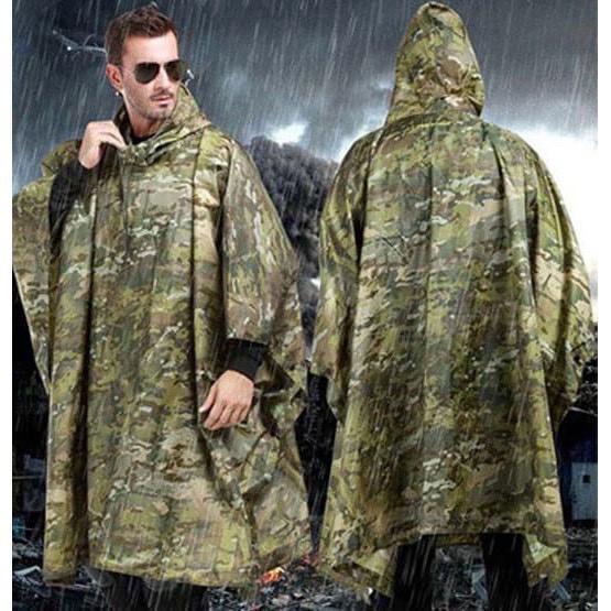 Áo mưa bít phủ kín họa tiết lính - vải dù cao cấp chống thấm nước tốt loại lớn -1m4 (tính phần đầu 1m65)