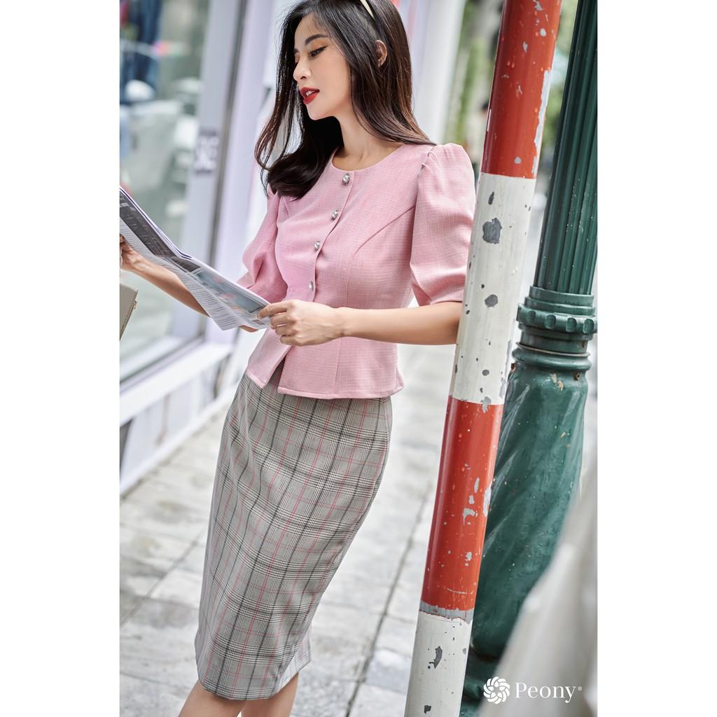 Chân váy bút chì công sở đẹp, hoạ tiết kẻ thời thượng, tôn dáng Peony - LARISA SKIRT