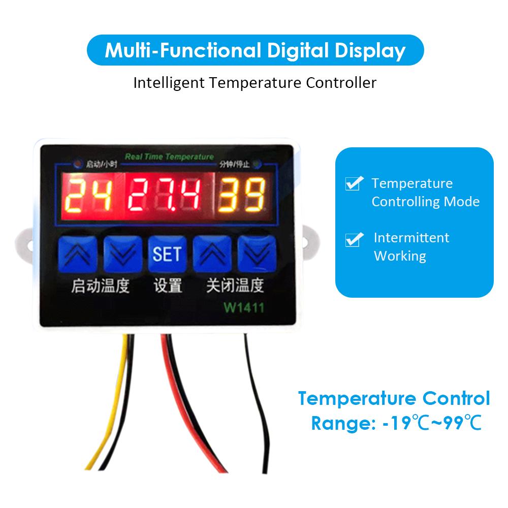 W1411 Intelligent Digital Temperature Controller NTC Sensor Temp Control Thermostat for Freezer Fridge Hatching