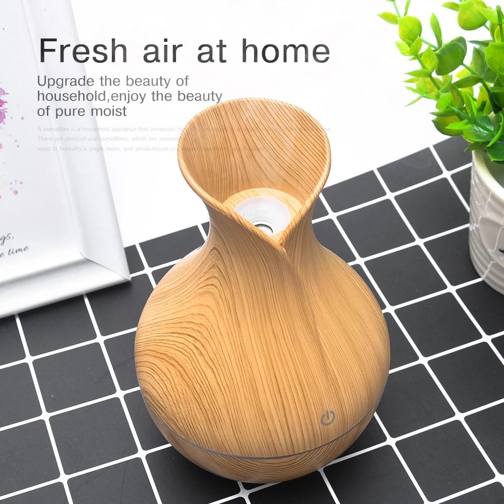 Mini Máy Tạo Độ Ẩm Không Khí USB Điện Máy Khuếch Tán Tinh Dầu Vân Gỗ Siêu Âm Thanh Mát Sương LED Cho Văn Phòng Nhà Xe Ô Tô