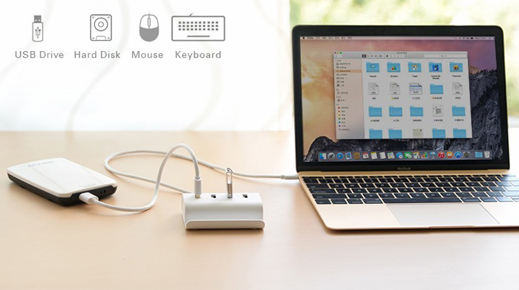 Bộ Chuyển Đổi Ugreen USB Type-C Sang MicroUSB 4 x USB 2.0 30288 - Hàng Chính Hãng