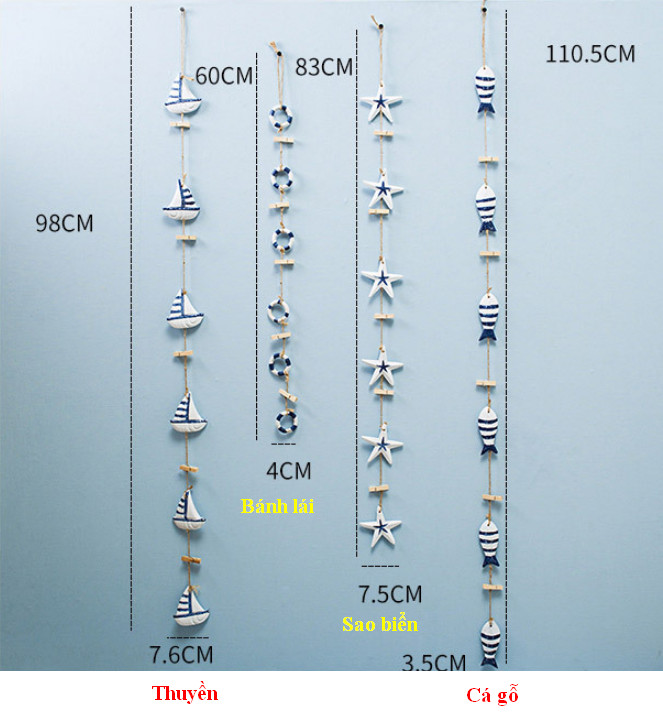 Dây kẹp treo ảnh đính họa tiết biển phong cách