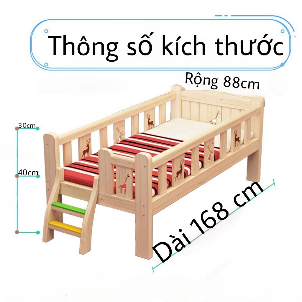 Giường trẻ em, giường gỗ cho bé 0-15 tuổi dài 168cm rộng 88cm chất liệu gỗ thông, giường ngủ cho bé