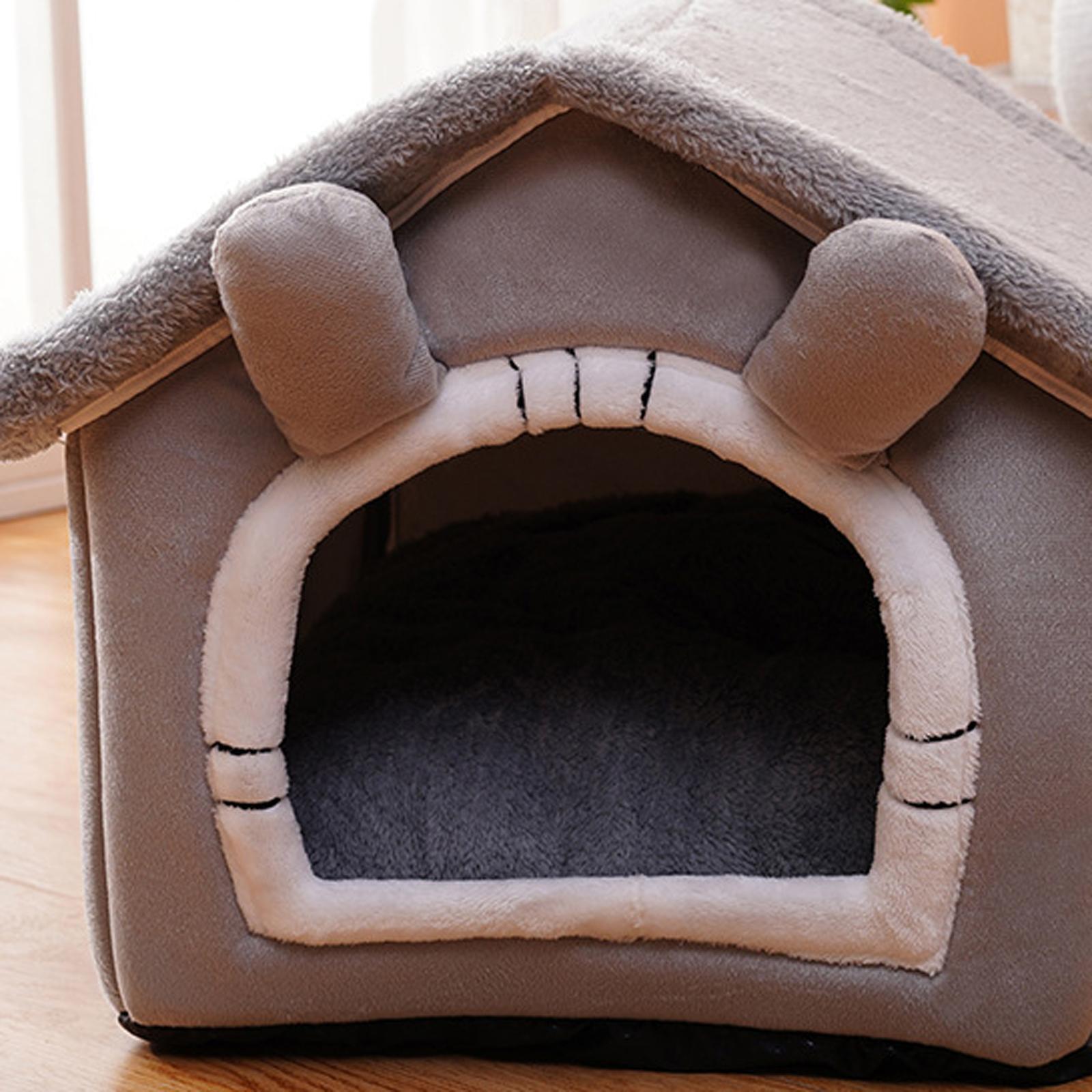 Warm Cave Sleeping Bed Puppy Nest for Cats and Small Dogs, Light Gray