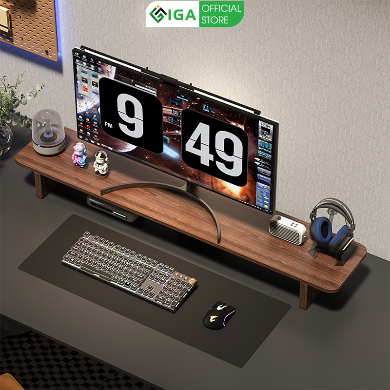 Kệ để màn hình máy tính decor bàn làm việc gỗ MDF phủ melamin chống xước thương hiệu IGA - GA28