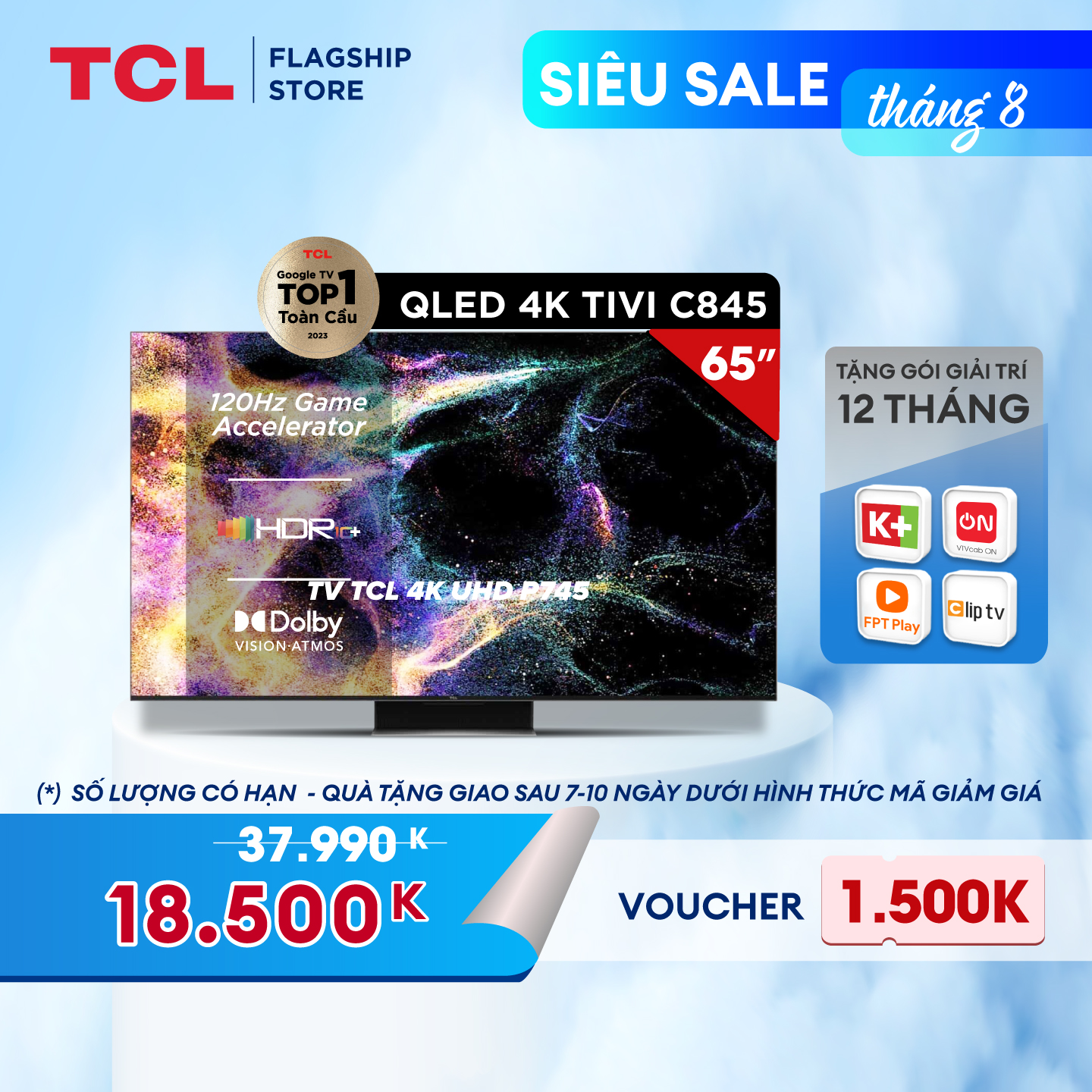 TCL Mini LED All-Round TV - Tivi 65 inch - TCL 65C845 - Google TV - Hàng chính hãng