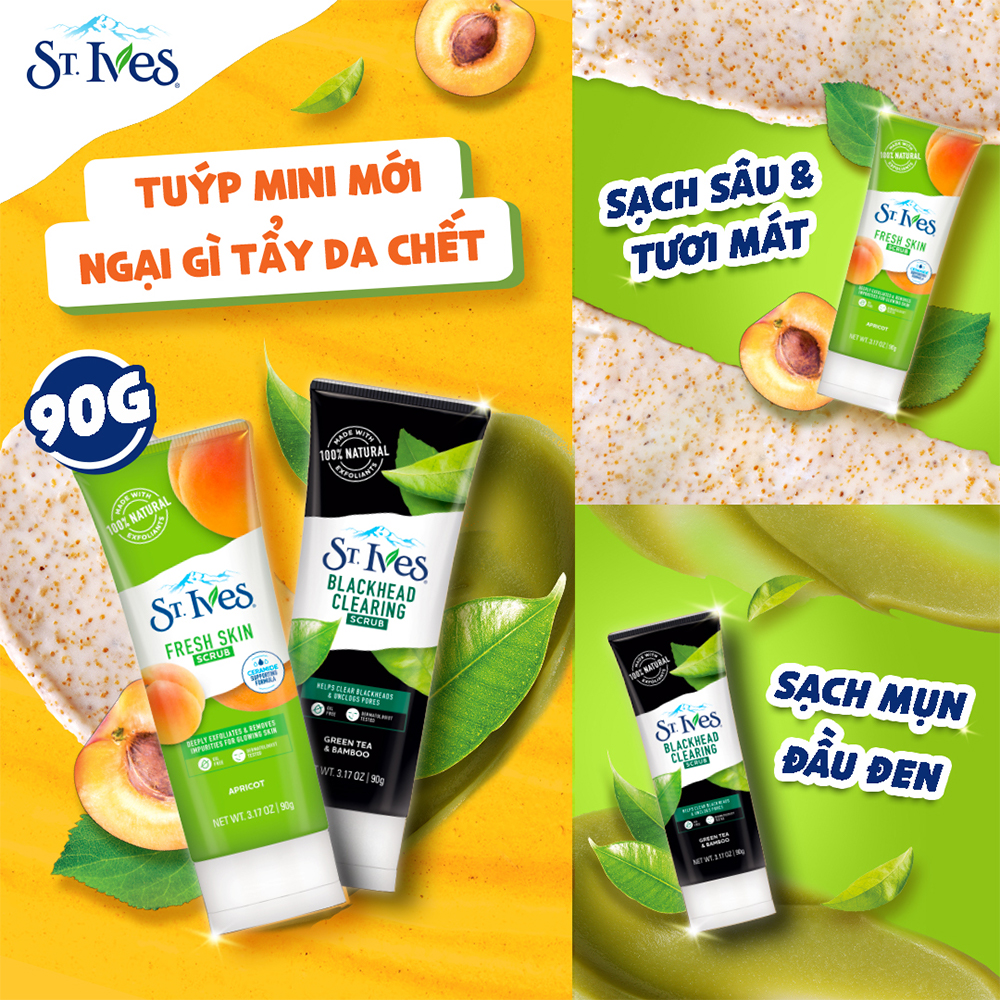 Sữa rửa mặt tẩy tế bào da chết St.Ives chiết xuất Trái Mơ 90G