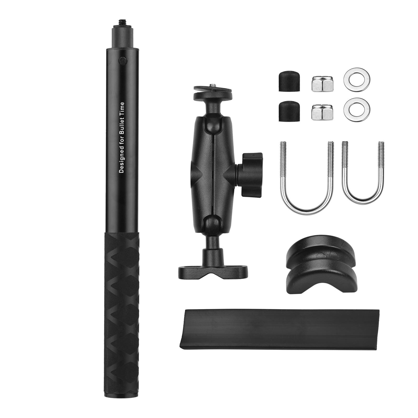 Motorcycle Bike Invisible Selfie Stick Handlebar Mount Bracket with 1/4 Inch Screw Flexible Handlebar Mount Clamp