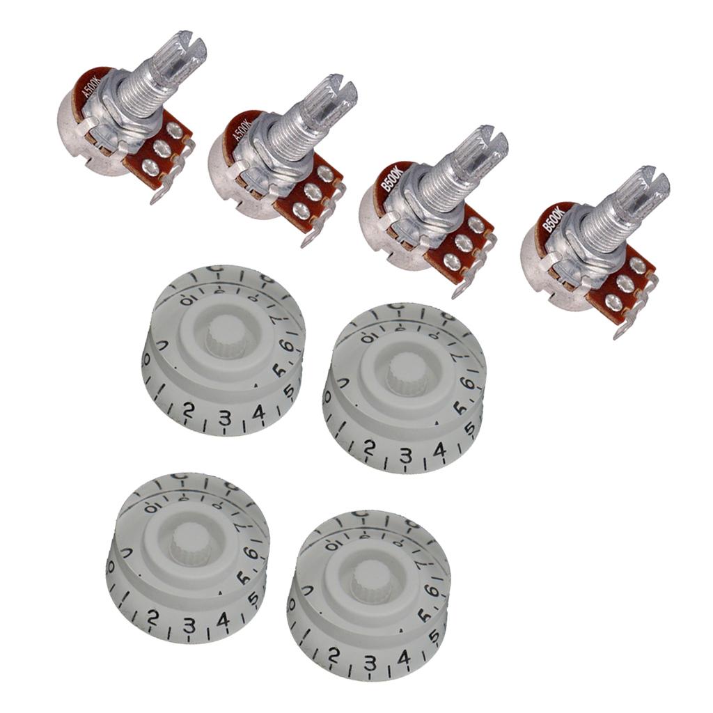 4x 500K POTS Guitar Volume Tone Potentiometer and Knobs Gold Control Switch
