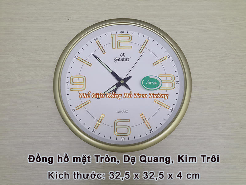 Đồng hồ Eastar Tròn - Chữ số Nổi 3D - Có Dạ quang (*) – Máy kim trôi êm ái