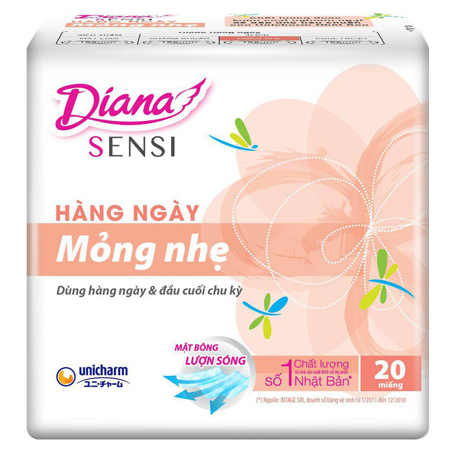 Combo 6 Băng Vệ Sinh Diana Sensi Siêu Mỏng Cánh (Gói 8 Miếng)