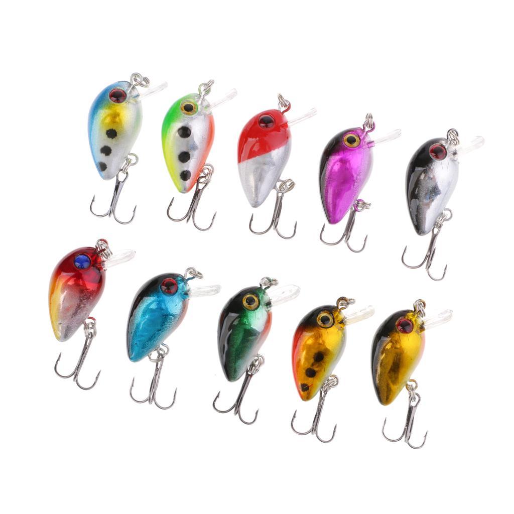 10Pcs Colorful Fishing Lures Hard Bait Bass CrankBait Diving Lure Mixed color Set Mini Crank Bait Tackle