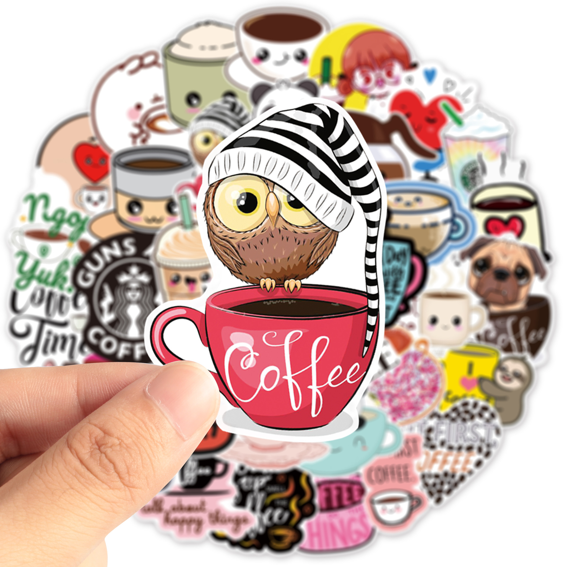 50 hình dán Sticker COFFEE Cà phê không thấm nước dán laptop, nón bảo hiểm, xe, điện thoại, vali... hình rời không lặp lại
