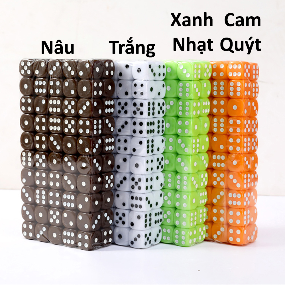 Xúc Xắc Xí Ngầu Giá Rẻ Nhiều Màu Sắc Size 16 Mm