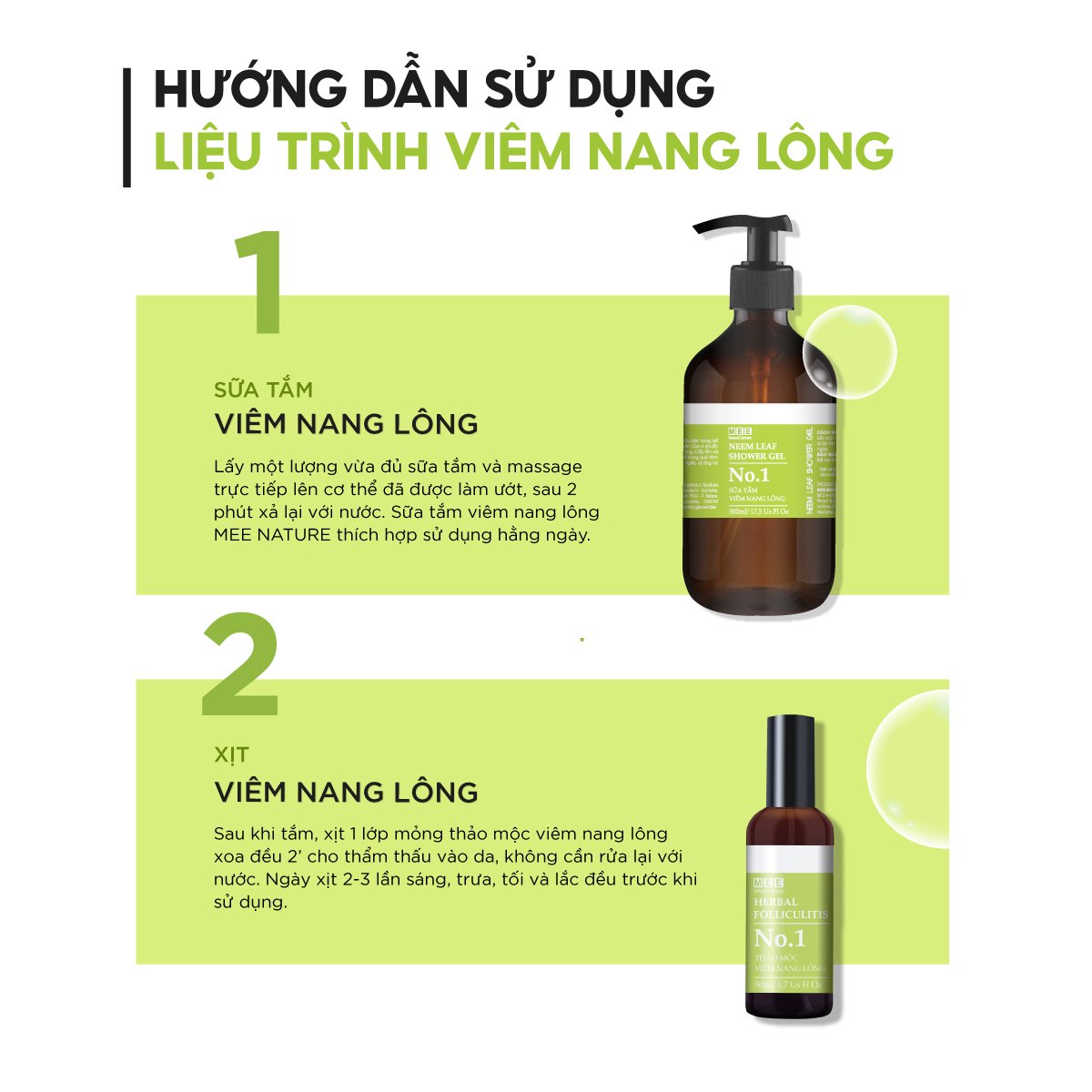 Sữa tắm viêm nang lông 500ml - Giảm mụn, ngừa viêm nang lông cho da nhạy cảm - Mee Natural