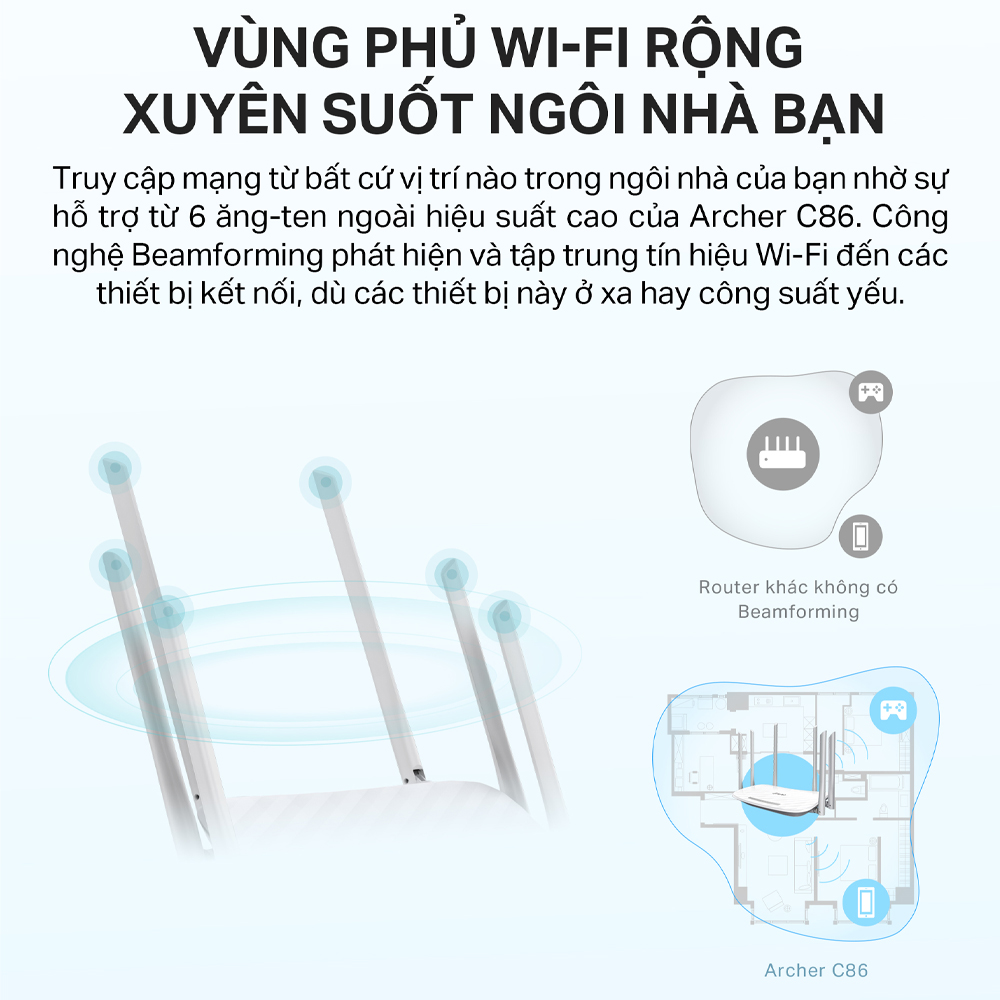 Bộ Phát Wifi TP-Link Archer C86 MU-MIMO Chuẩn AC 1900Mpbs - Hàng Chính Hãng