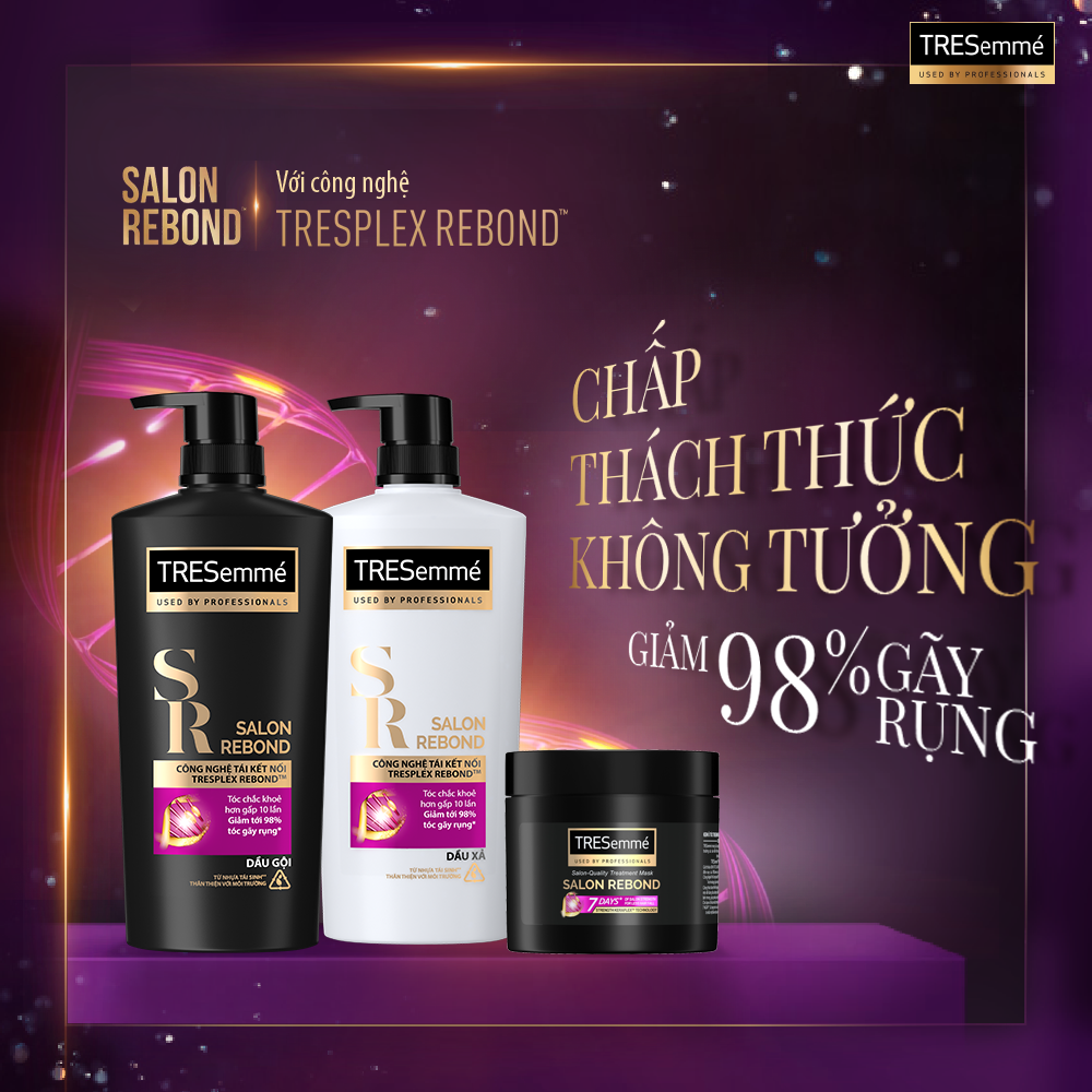 Combo Gội 640g, Xả 620g &amp; Ủ 180ml Tresemme Salon Rebond Giúp Ngăn Gãy Rụng Tóc